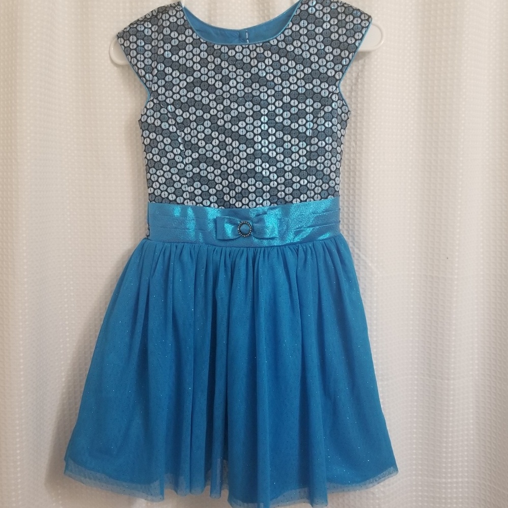 Sparkling Glittery Holiday Girl's Blue Dress